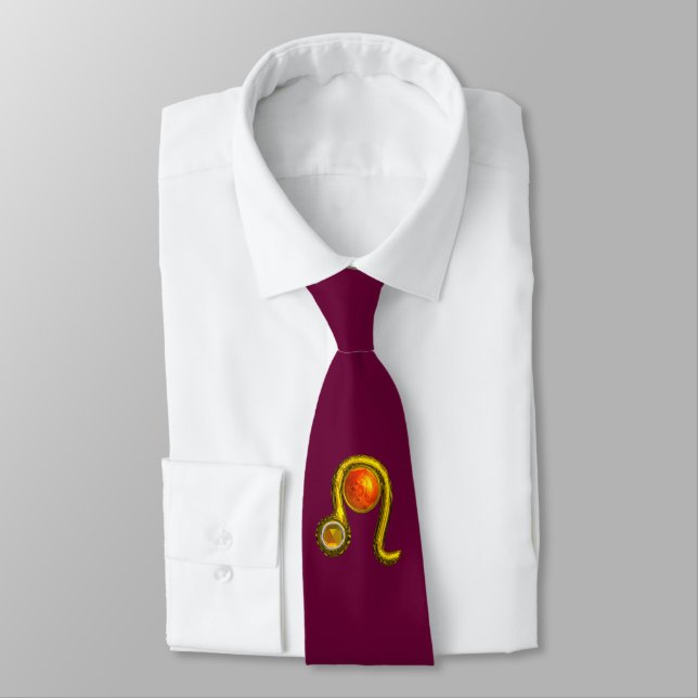 LEO, Yellow Topaz and Gold Neck Tie (Tied)