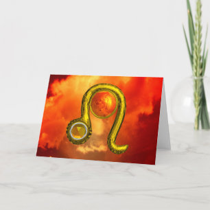 LEO Yellow Topaz & Gold Zodiac Birthday Card