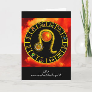 LEO Yellow Topaz & Gold Zodiac Birthday Card