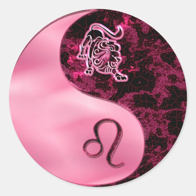 Leo Yin Yang Classic Round Sticker (Front)