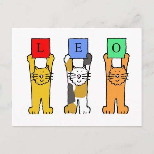 Leo Zodaic Sign Cartoon Cats Postcard