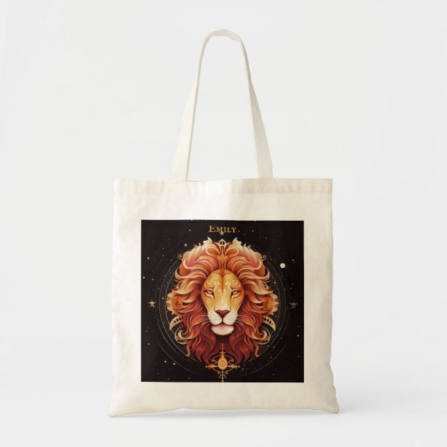 Leo Zodiac Add Name July Aug Birthday Gift  Tote Bag (Front)
