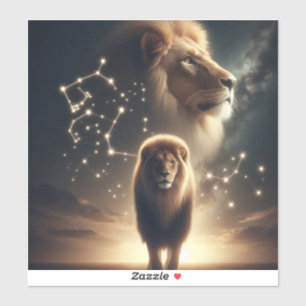 Leo Zodiac Art - Majestic Lion and Constellation. Sticker