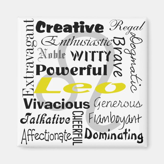 Leo Zodiac Astrology Collage Pattern Magnet (Front)