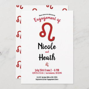 LEO Zodiac Astrology July August Engagement Party Invitation