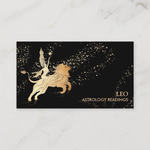  LEO Zodiac Astrology Readings Gold  Black Business Card