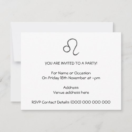 Leo Zodiac Astrology Sign Black Invitation