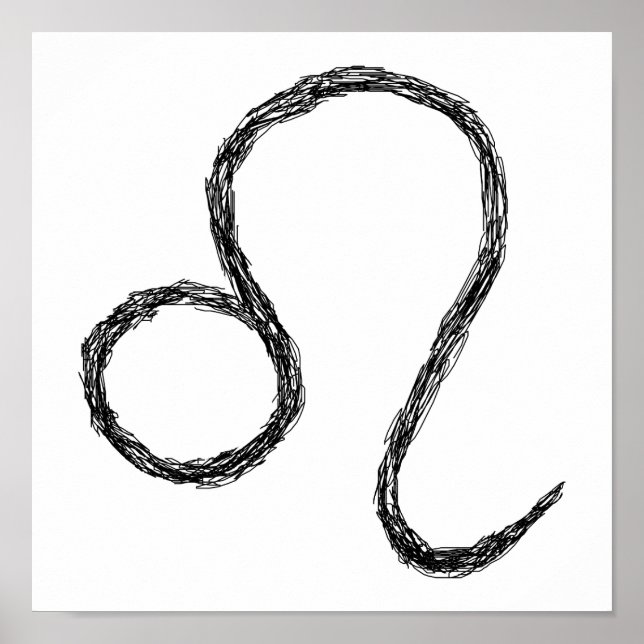 Leo. Zodiac Astrology Sign. Black. Poster (Front)