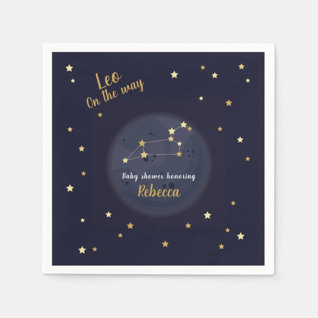 Leo zodiac baby shower napkins (Front)