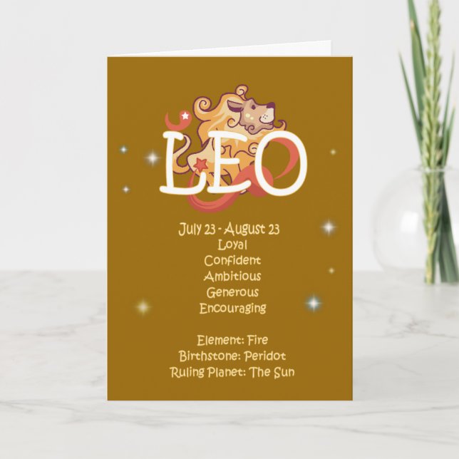 Leo Zodiac Birthday Card (Front)