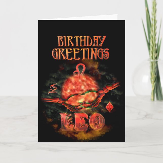 Leo Zodiac Birthday Greetings by Valxart Card (Front)