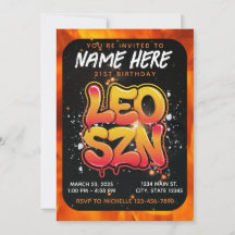 Leo Zodiac Birthday Invitation
