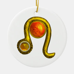LEO ZODIAC BIRTHDAY JEWEL YELLOW TOPAZ Gold Ceramic Ornament