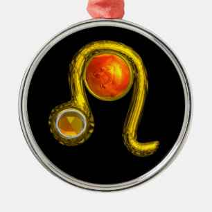 LEO ZODIAC BIRTHDAY JEWEL YELLOW TOPAZ Gold Metal Ornament