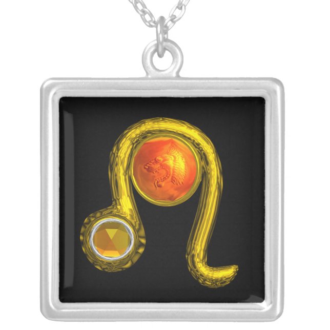 LEO ZODIAC BIRTHDAY JEWEL YELLOW TOPAZ Gold Silver Plated Necklace (Front)