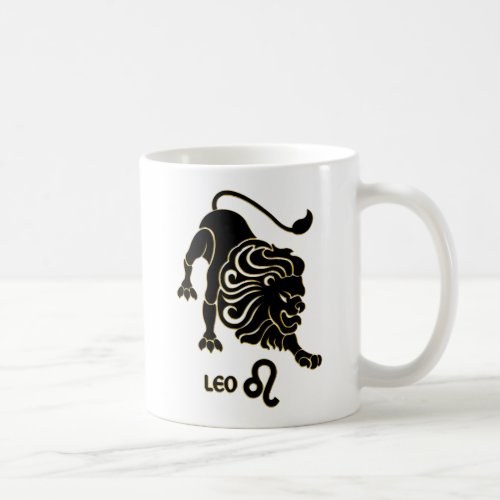 Leo Zodiac Black Gold Modern Mug Tea Cup