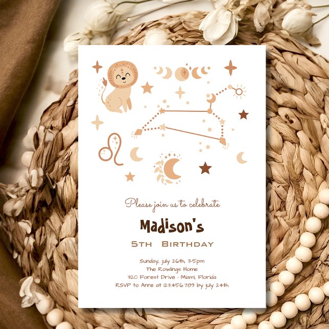 Leo zodiac boho kids birthday Invitation (Creator Uploaded)