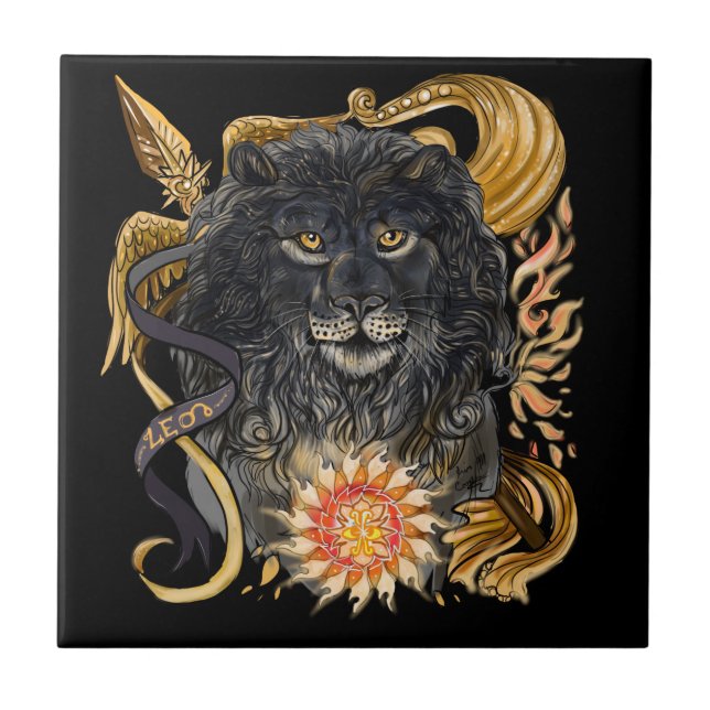 Leo Zodiac Ceramic Tile (Front)