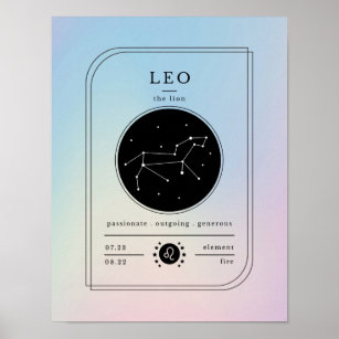 Leo Zodiac Chart Gradient Pastels
