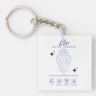 Leo Zodiac Confidence Astrology Line Art Keychain