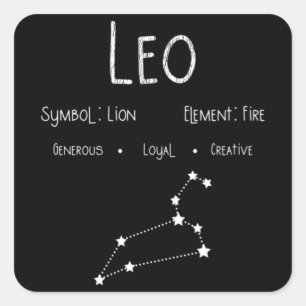Leo Zodiac Constellation Astrology Horoscope Gift Square Sticker