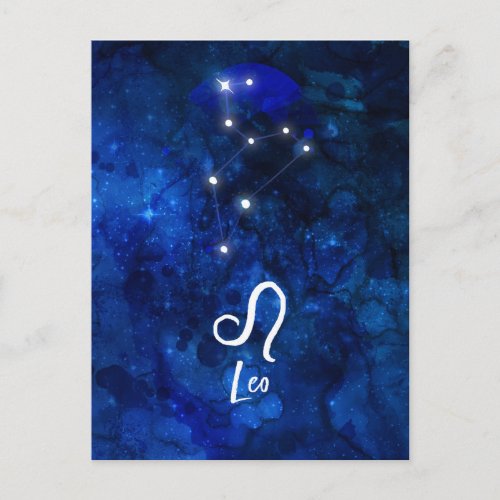 Leo Zodiac Constellation Dark Blue Galaxy Postcard