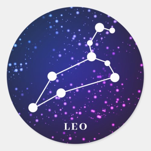 Leo Zodiac Constellation Design Classic Round Sticker