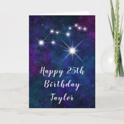 Leo Zodiac Constellation Happy Birthday Card