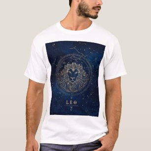Leo Zodiac Constellation Lion in Faux-Gold on Nigh T-Shirt