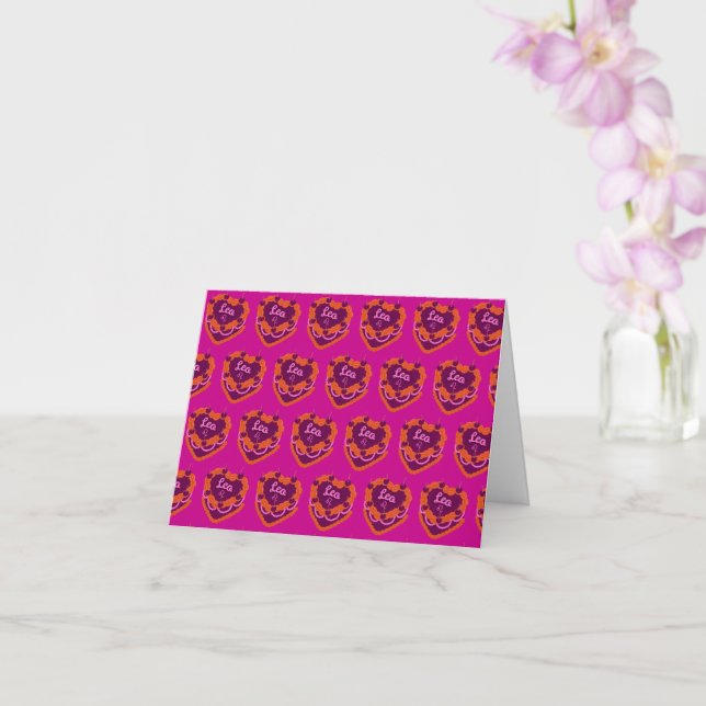 Leo Zodiac Coquette Heart Birthday Cake Card (Orchid)