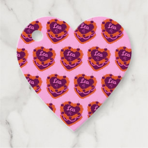 Leo Zodiac Coquette Heart Birthday Cake Favor Tags