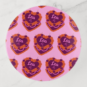 Leo Zodiac Coquette Heart Birthday Cake Trinket Tray