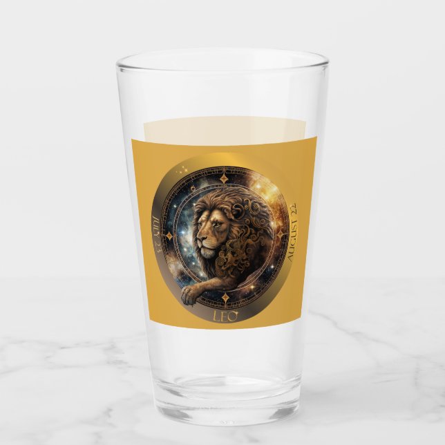 Leo Zodiac Customizable Beer Glass (Front)