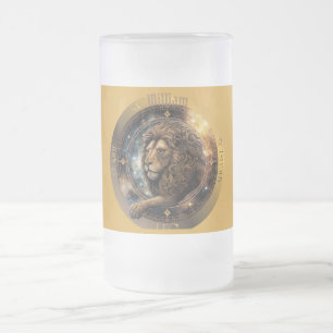 Leo Zodiac Customizable Frosted Glass Beer Mug