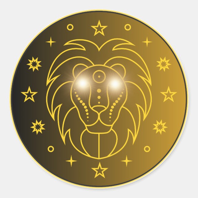 Leo Zodiac Emblem | Minimal Celestial Symbol Classic Round Sticker (Front)
