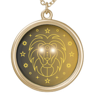 Leo Zodiac Emblem Minimal Celestial Symbol Gold Plated Necklace