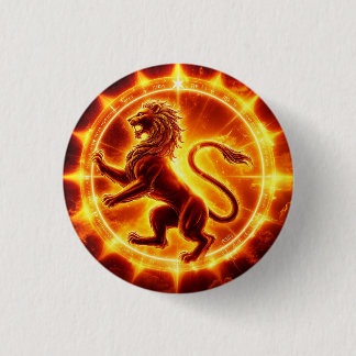 ♌ Leo Zodiac Gift With Fiery Golden Energy Button
