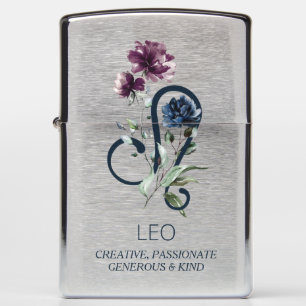 Leo Zodiac Glyph Zippo Lighter