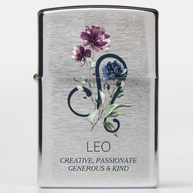 Leo Zodiac Glyph Zippo Lighter (Front)