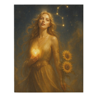 Leo Zodiac Goddess Art | Mystical Astrology Faux Canvas Print