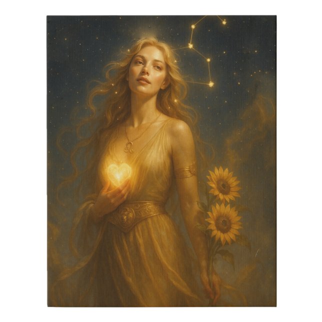 Leo Zodiac Goddess Art | Mystical Astrology Faux Canvas Print (Front)