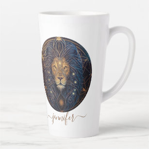 Leo zodiac  gold and black latte mug