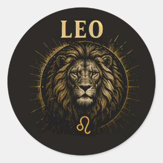 Leo Zodiac Horoscope Bold Lion Celestial Decor Classic Round Sticker