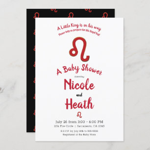 LEO Zodiac July August Astrology Baby Shower  Invitation