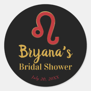 LEO Zodiac July August Astrology Bridal Shower Classic Round Sticker