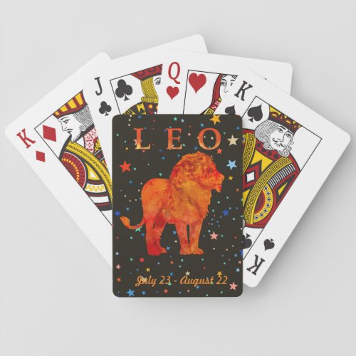 Leo zodiac lion colorful stars  poker cards