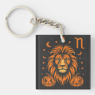 Leo Zodiac Lion Halloween Pumpkins Spooky Keychain