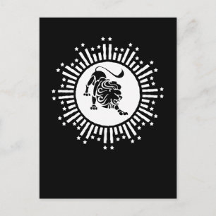 Leo Zodiac Lion Symbol with Stars Black and White Holiday Postcard