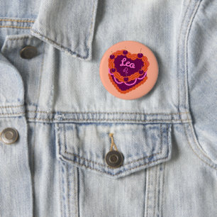 Leo Zodiac Pastel Heart Birthday Cake Button