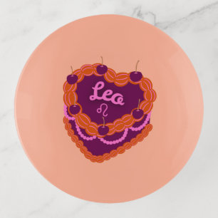 Leo Zodiac Pastel Heart Birthday Cake Trinket Tray